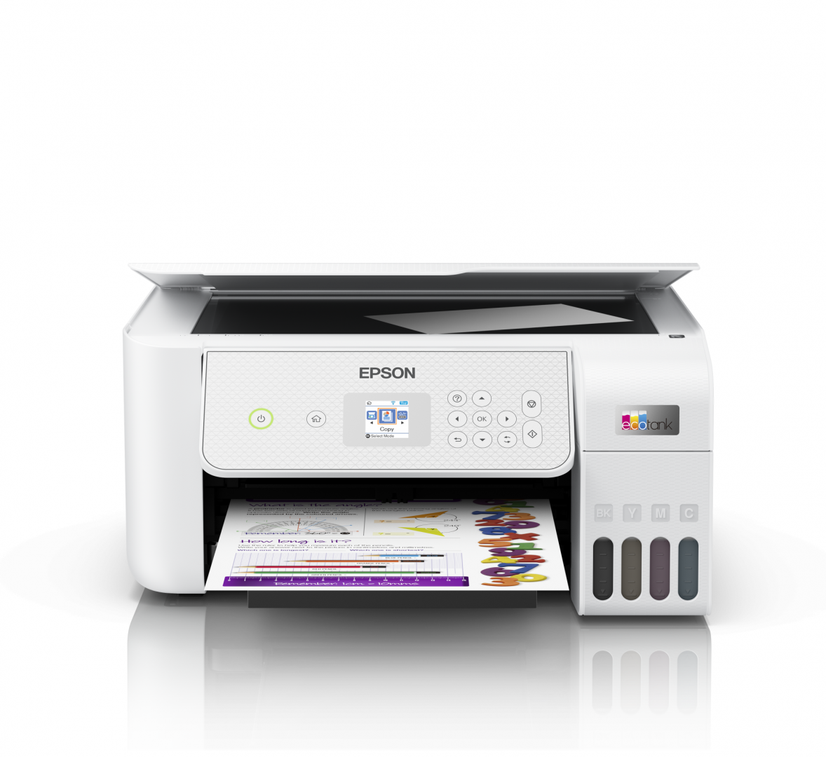 Multifunctional inkjet color Epson EcoTank CISS L3286,culoare alb, dimensiune A4 (Printare,Copiere, Scanare), printare borderless, viteza 33ppm alb- negru, 15ppm color, rezolutie 5760x1440 dpi, alimentare hartie 100 coli, scanner CIS rezolutie 1.200  x 2.400 DPI, interfata: USB ,WI-FI, WI-FI Direct