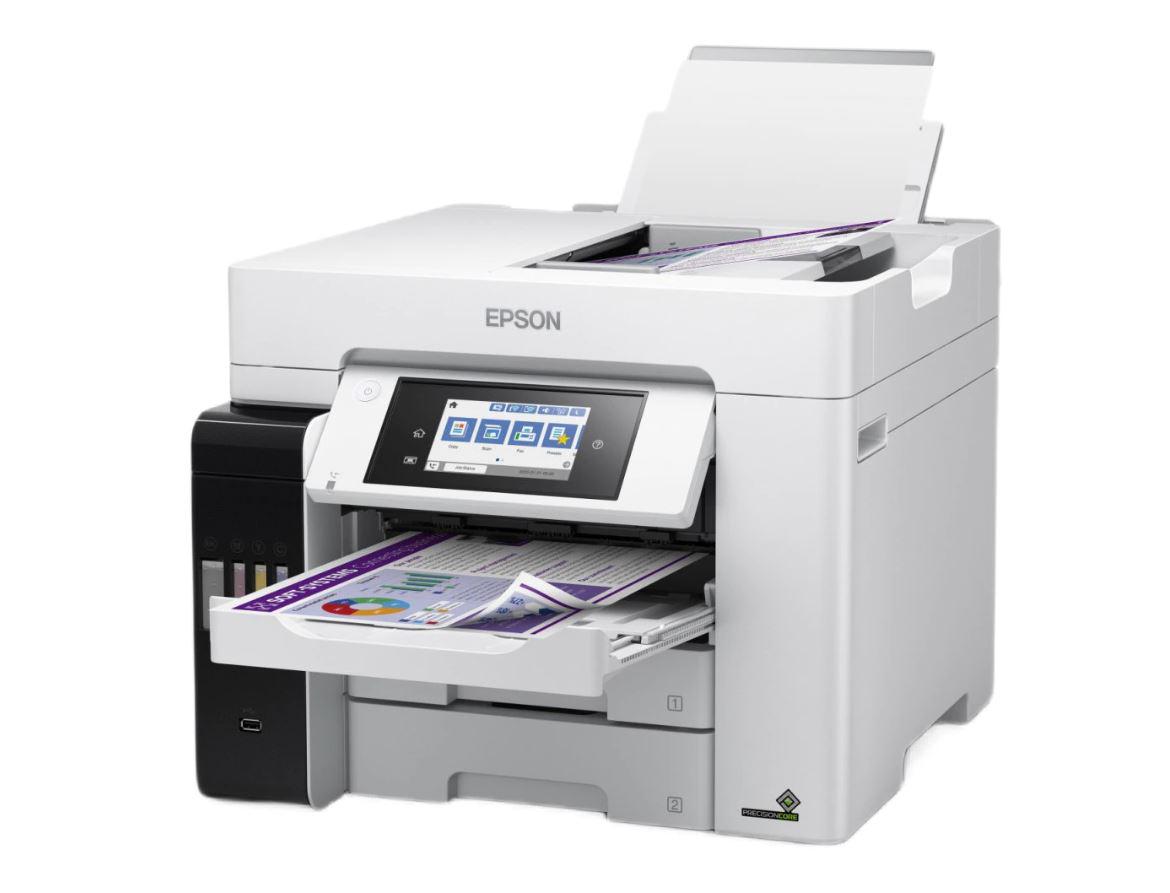 Multifunctional inkjet color CISS Epson L6580, dimensiune A4 (Printare, Copiere, Scanare, Fax), viteza 32 ppm alb-negru, 32ppm color, rezolutie 4800x1200 dpi, alimentare hartie 250 coli, ADF 50 coli scanner CIS rezolutie 1200x2400 dpi, DADF, fax memorie 180 pagini, Limbaje printare: PCL3, PCL5c