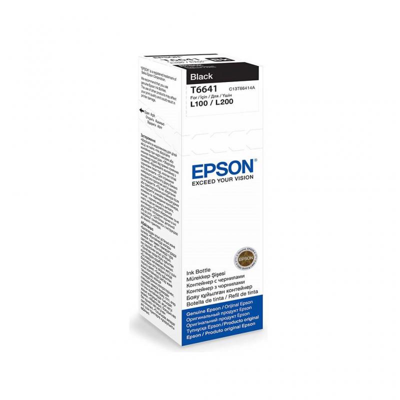 Cartus cerneala Epson T6641, black, capacitate 70ml, pentru echipamente CISS L100/L110/L200/L210/L300/L355/L550