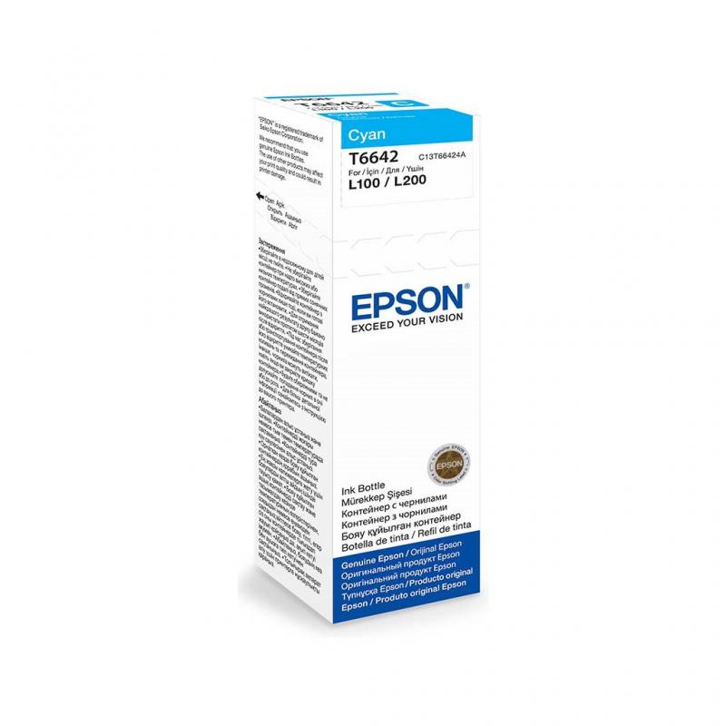 Cartus cerneala Epson T6642, cyan, capacitate 70ml, pentru echipamente CISS L100/L110/L200/L210/L300/L355/L550