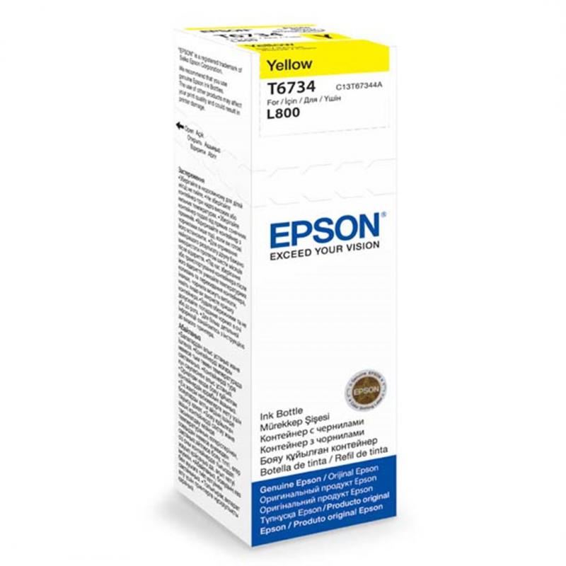 Cartus cerneala Epson T6734, yellow, capacitate 70ml, pentru Epson L800