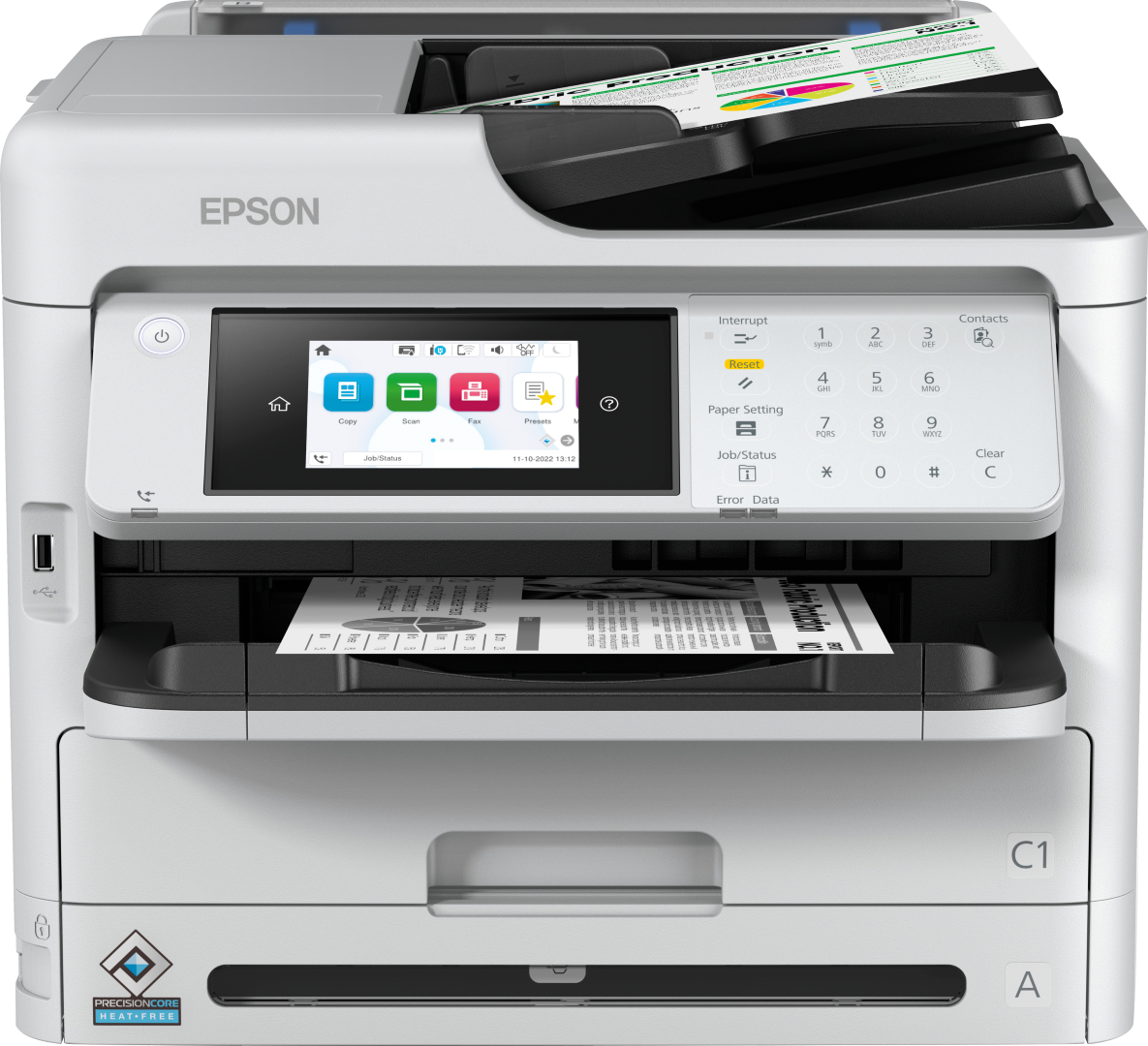 Multifunctional Epson mono Inkjet WF-M5899DWF ( Print, Copy, Scan, FAX), Dimensiune: A4, Viteza printare: 34ppm, Duplex, Rezolutie printare: 1.200 x 2.400 DPI, Scanner CIS, Scanare: 30Ipm, Rezolutie scanare: 1.200 DPI x 2.400 DPI, Scanare catre: Email, FTP, USB, Computer, Format scanare: BMP, JPEG