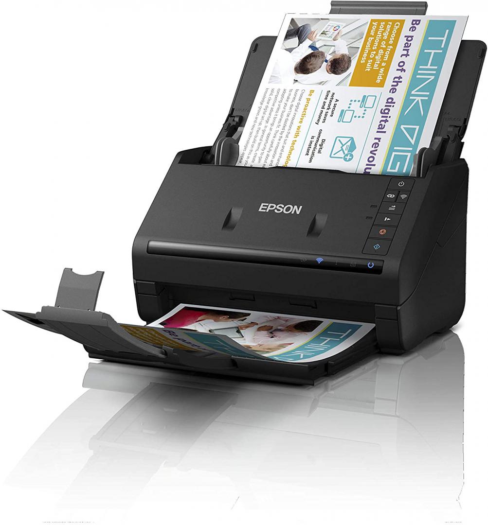Scanner Epson WorkForce ES-500WII, dimensiune A4, tip sheetfed, Duplex, viteza scanare: 35 ppm mono si color, rezolutie optica 600 X 600dpi, senzor CIS, capacitate: 50 coli, tehnologie ReadyScan LED, Scanare catre BMP, JPEG, TIFF, multi-TIFF, PDF, searchable PDF, PDF/A, PNG, Scan to Email, Scan to