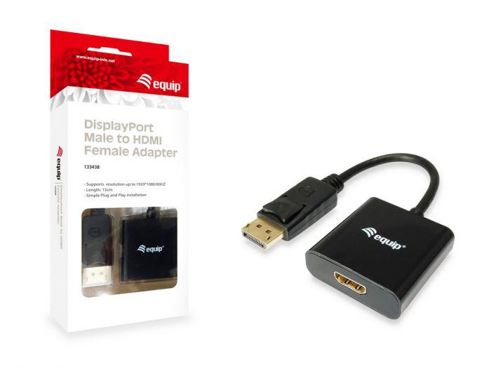 EQUIP 133438 DisplayPort to HDMI Adapter, 45x16x250mm