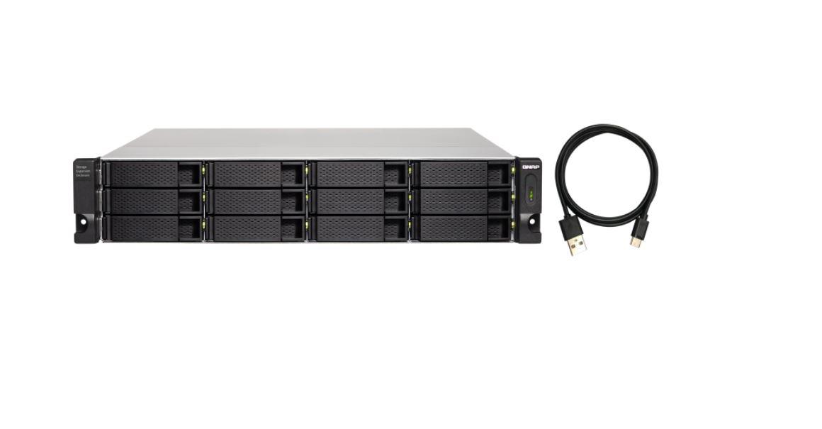Extensie QNAP R1200C 12-Bay, 2.5/3.5 SATA 6Gbps HDD (neincluse), LAN 1xUSB 3.1 Gen2 Type-C device, rackabil 2U (kit rack separat), redundant PSU, garantie 2 ani