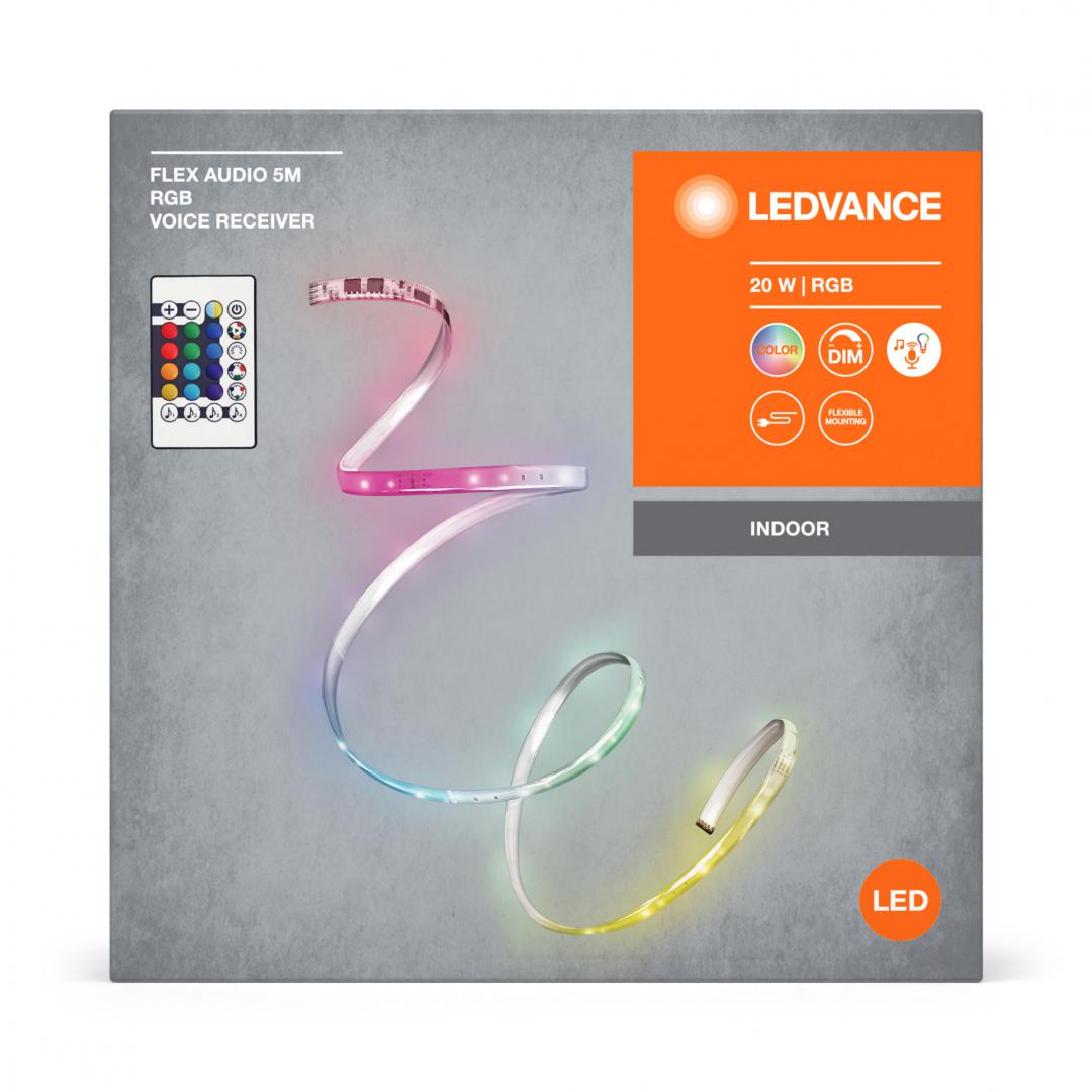 Kit Banda LED RGB Ledvance FLEX Audio cu Telecomanda, 20W, 220-240V, lumina color, dimabila, sincronizare muzica, IP20, 5 metri