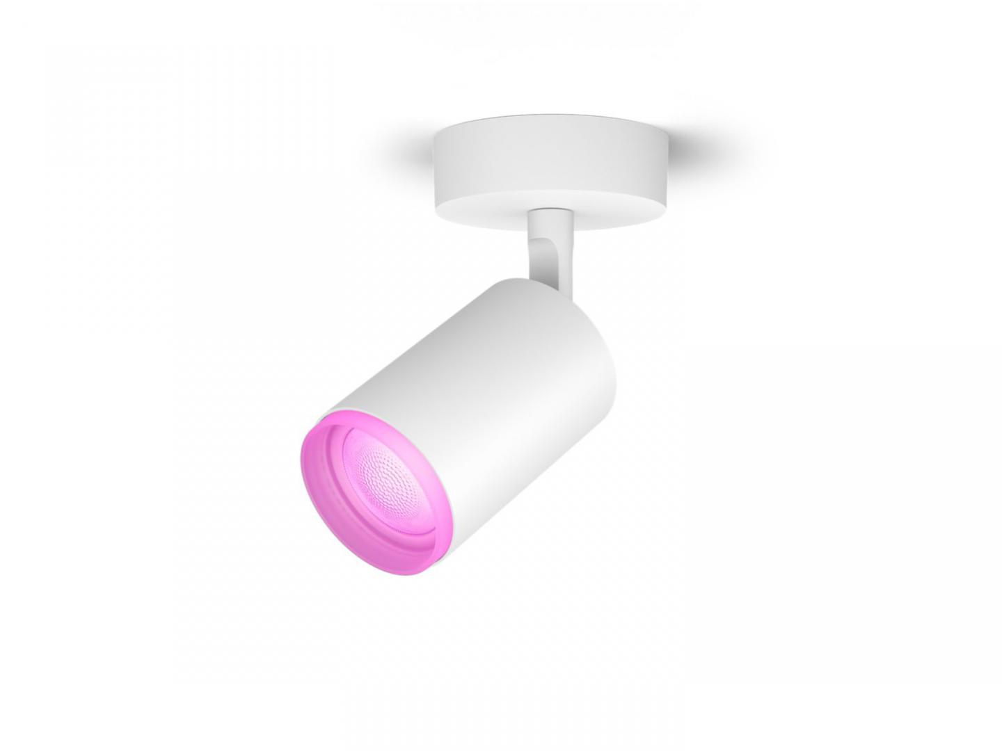 Spot LED RGB Philips Hue Fugato, Bluetooth, GU10, 5.7W, 350 lm ,luminaalba si color (2000-6500K), IP20, Metal, Alb