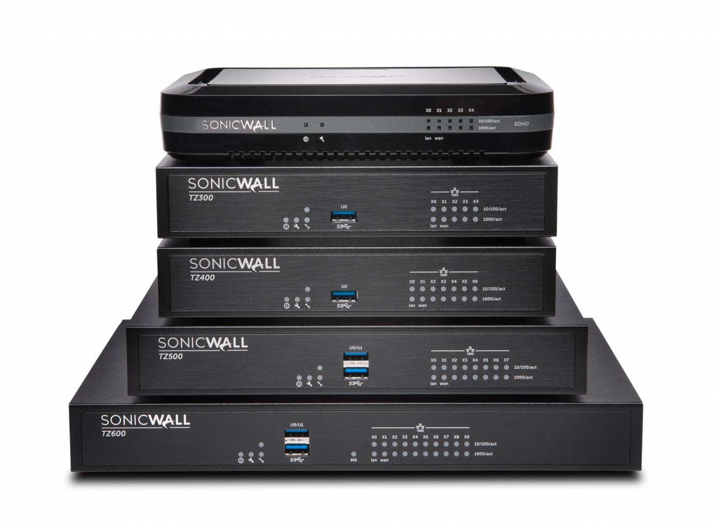 Firewall SonicWall model TZ400, porturi: 5x1-GbE, 1xLAN, 1xWAN ,throughput: 300 Mbps DPI, 100 Mbps DPI SSL, 1 port consola, 2 porturiUSB, secure power, pana la 60 utilizatori, necesita licenta aditionalaservicii securitate