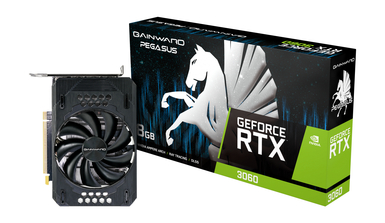 Placa video Gainward GeForce RTX 3060 Pegasus 8GB  Product Name  GeForce RTX™ 3060 Pegasus 8GB Barcode  471056224-3451 GPU  GeForce RTX 3060 GPU Clockspeed  1777 MHz (Boost) Memory  8 GB GDDR6 (128 bits) Memory Clockspeed  7500Mhz (15Gbps) Bandwidth  240GB/s Bus  PCI-Express Gen 4 x16 Cooling  2