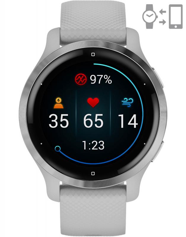 Ceas Smartwatch Garmin Venu 2S, GPS Wi-Fi, Mist Grey + Passivated