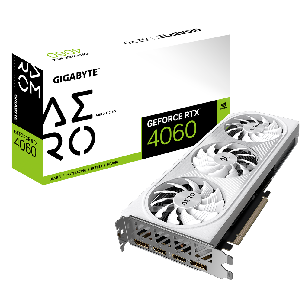 Placa video Gigabyte GeForce RTX 4060 AERO OC 8GB, GDDR6, 128 bit, 2x DisplayPort, 2x HDMI, PciExpress 4.0