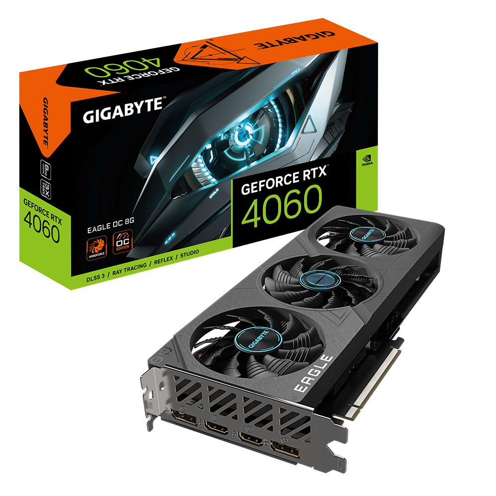 Placa video Gigabyte GeForce RTX 4060 EAGLE OC 8GB, GDDR6, 128bit, PciExpress 4.0, 2x DisplayPort 2x HDMI