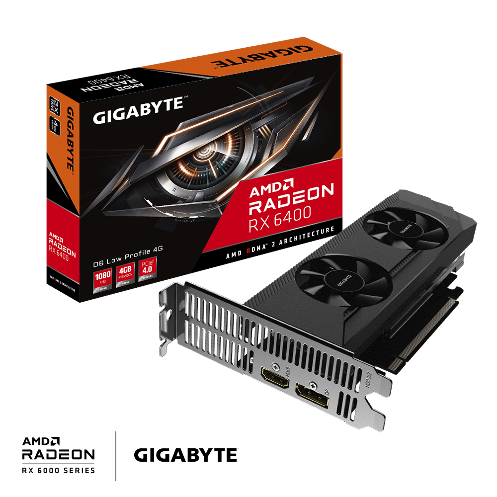 Placa video GIGABYTE Radeon RX 6400 D6 LOW PROFILE 4GB GDDR6 64-bit