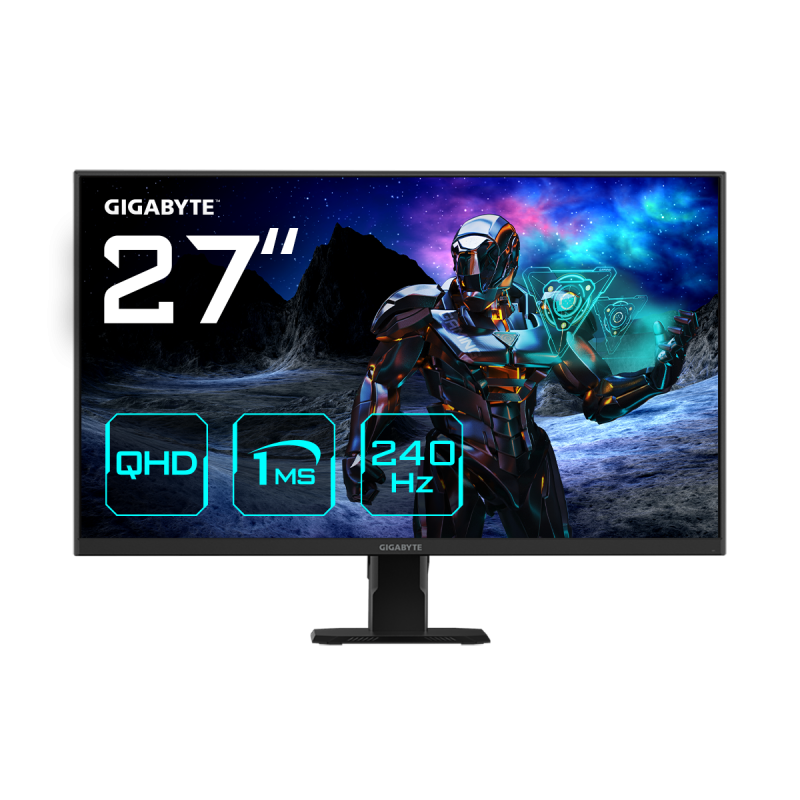 Gigabyte Monitor Gaming 27" SS IPS GS27Q X, Non-glare, Rezolutie: 2560 x 1440 (QHD), 300 cd/m2 (TYP), Contrast: 1000:1, Unghi vizualizare: 178°(H)/178°(V), Culori: 1.07B, Timp raspuns: 1ms (MPRT), Refresh rate: 240Hz/OC 250Hz, HDR Ready, Flicker-free, Interfata: 2 x HDMI 2.0, 1 x Displayport 1.4, 1