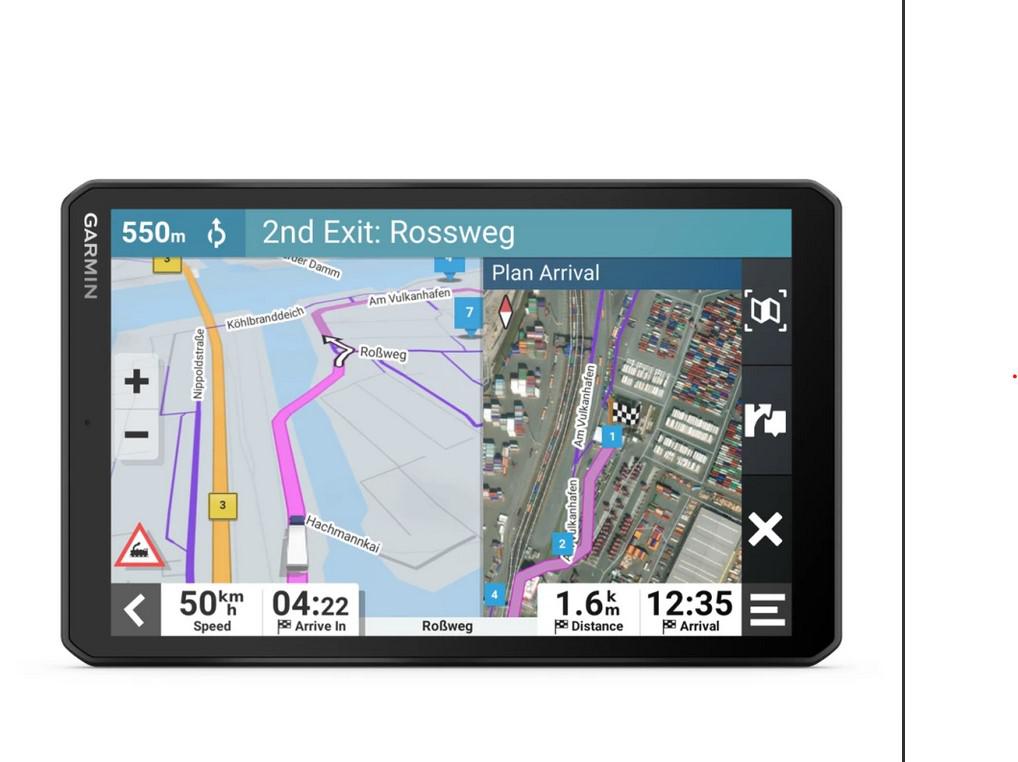 Sistem de navigatie camioane Garmin GPS Dezl LGV 810 ecran 8", rezolutie afisaj 1280x800 pixeli, autonomie 2 ore, baterie litiu-ion reincarcabila, suporta card microSD, 32GB stocare interna