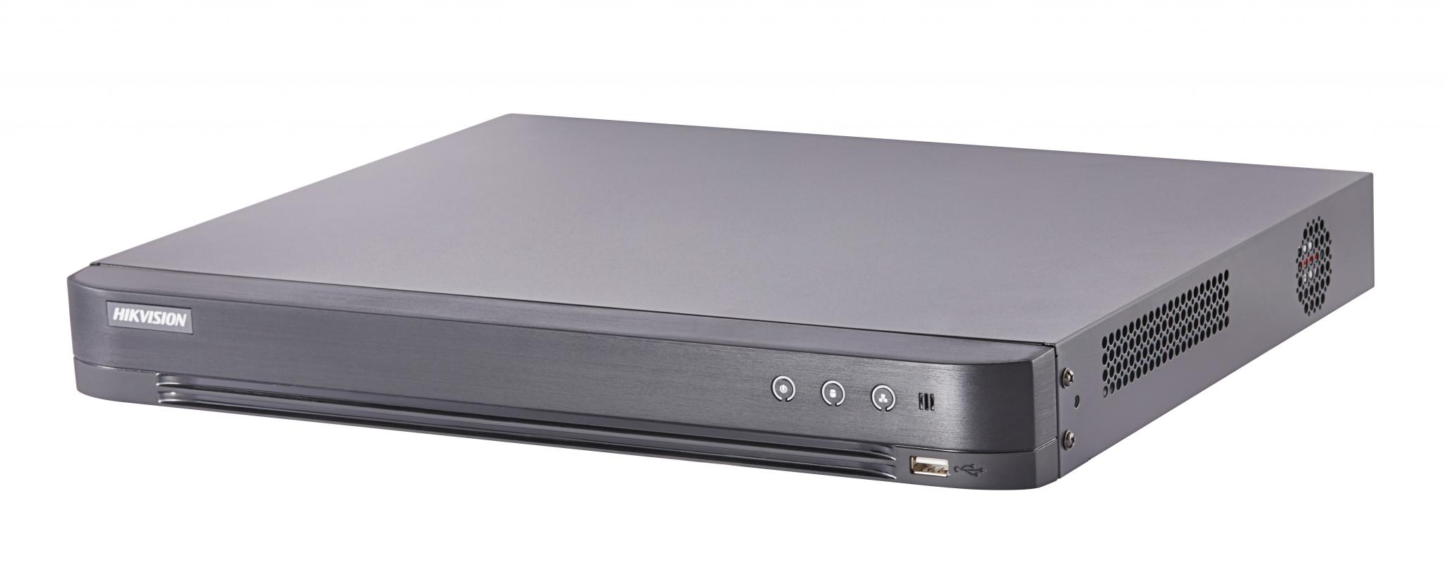 DVR Hikvision TurboHD 8 canale DS-7208HQHI-K2/P; 3MP; PoC - Power overcoax; 8 Turbo HD/AHD/Analog interface input, 8-ch video and 1-ch audioinput, H.265/H.265+ compression, 2 SATA interfaces, CH01 and 02: 3MP @15fps, CH03-08:1920×1080P @15 fps/ch, support CVBS output, 380 1U case,built-in PoC.