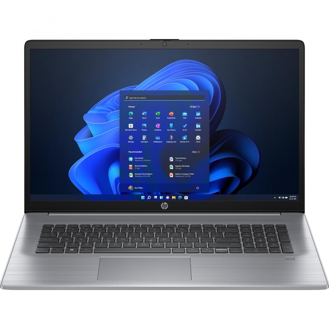 Laptop HP 470 G10 cu procesor Intel Core i5-1335U 10 Core (1.3GHz, up to 4.6GHz, 12MB), 17.3 inch FHD, DSC MX550-2GB GDDR6, 16GB DDR4, SSD, 512GB Pcle NVMe, Free DOS, Asteroid Silver