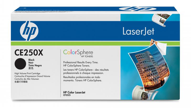 Toner HP CE250X, black, 10.5 k, Color LaserJet CM3530 MFP, ColorLaserJet CM3530FS MFP, Color LaserJet CP3525DN, Color LaserJet CP3525N,Color LaserJet CP3525X