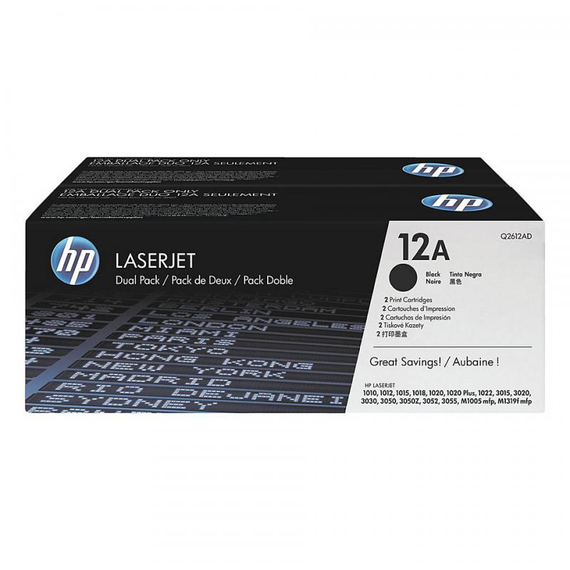 Toner HP Q2612AD, black, pachet dublu Q2612A, LaserJet 1010,LaserJet 1012, LaserJet 1015, LaserJet 1018, LaserJet 1020, LaserJet1022, LaserJet 1022N, LaserJet 1022NW, LaserJet 3015, LaserJet 3020,LaserJet 3030, LaserJet 3050, LaserJet 3052, LaserJet 3055, LaserJetM1005, LaserJet M1319F