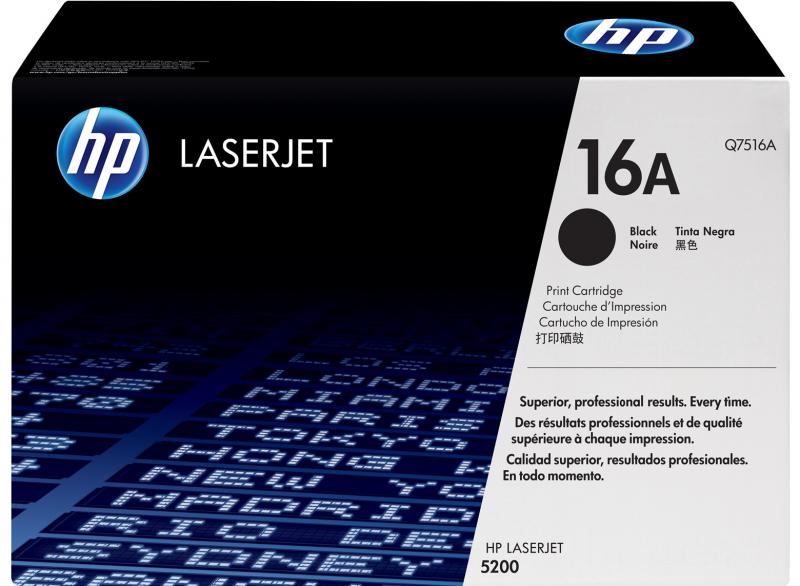 Toner HP Q7516A, black, 12 k, LaserJet 5200