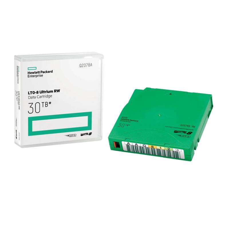 HPE LTO-8 Ultrium 30TB RW Non Custom Labeled Library Pack 20 Data Cartridges with Cases