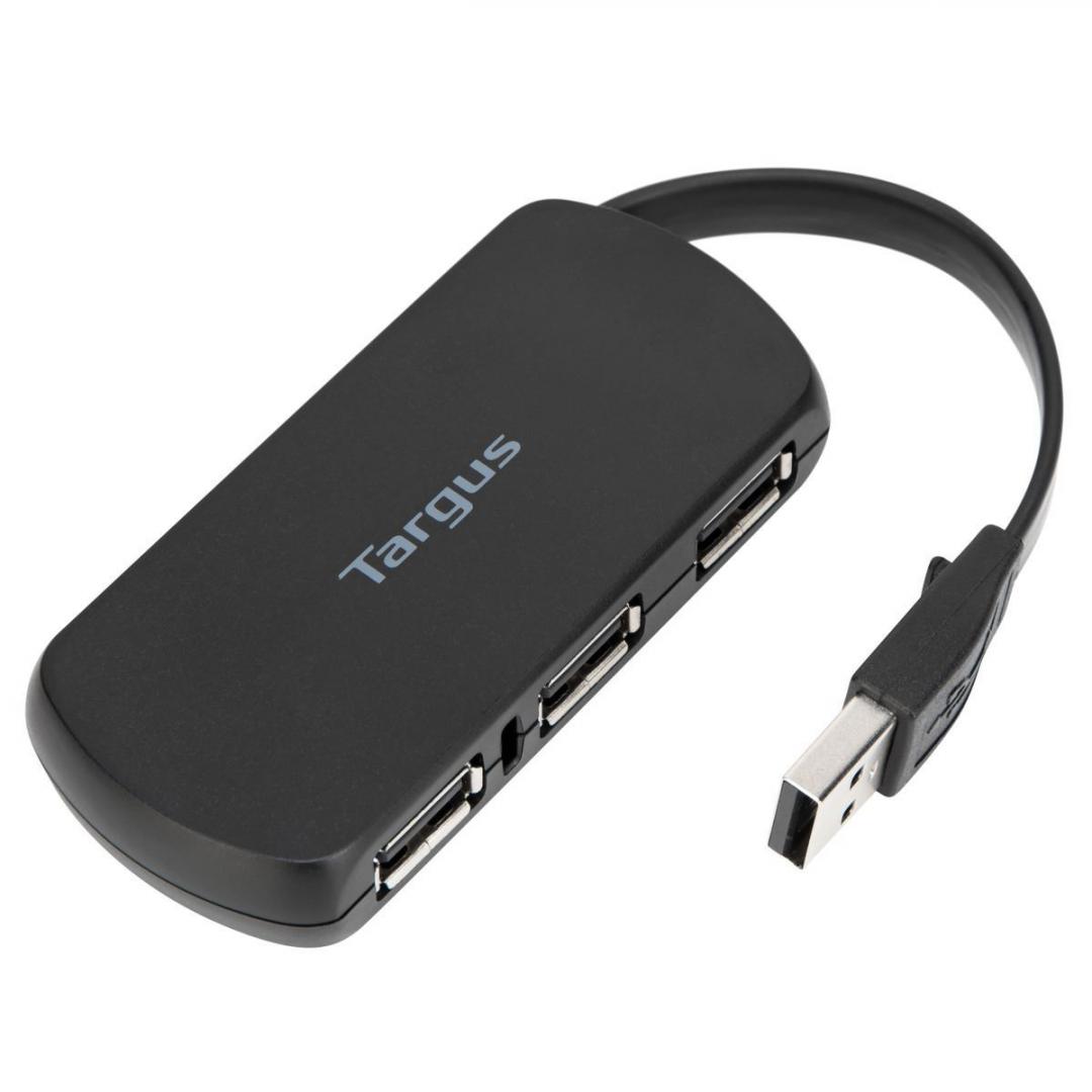 Hub USB Targus, 4 porturi USB 2.0, material plastic, greutate 0.03 kg, negru