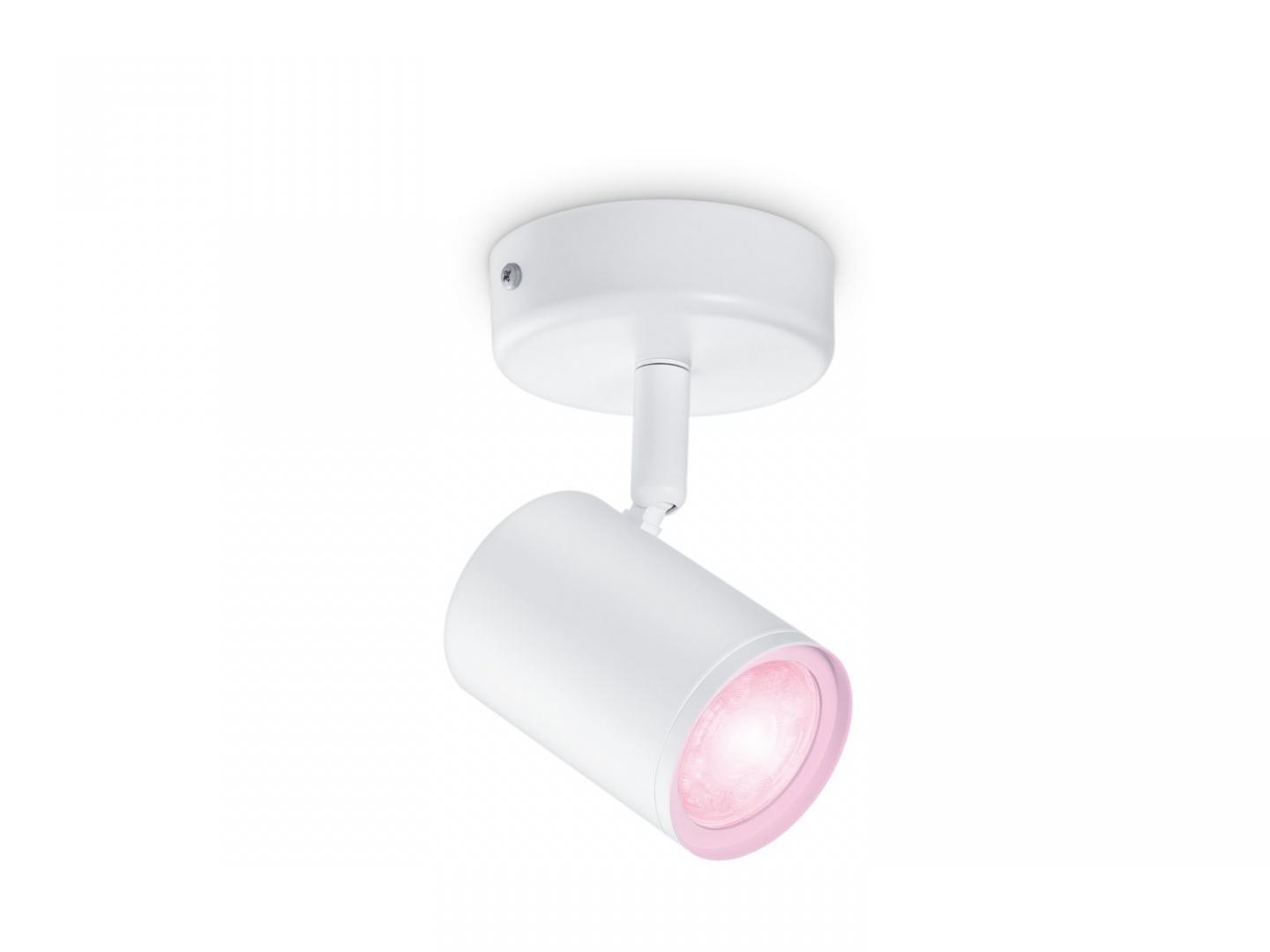 Spot LED RGB WiZ Imageo, Wi-Fi, Bluetooth, 4.9W, 345 lm, lumina alba si color (2200-6500K), IP20, Metal, Alb