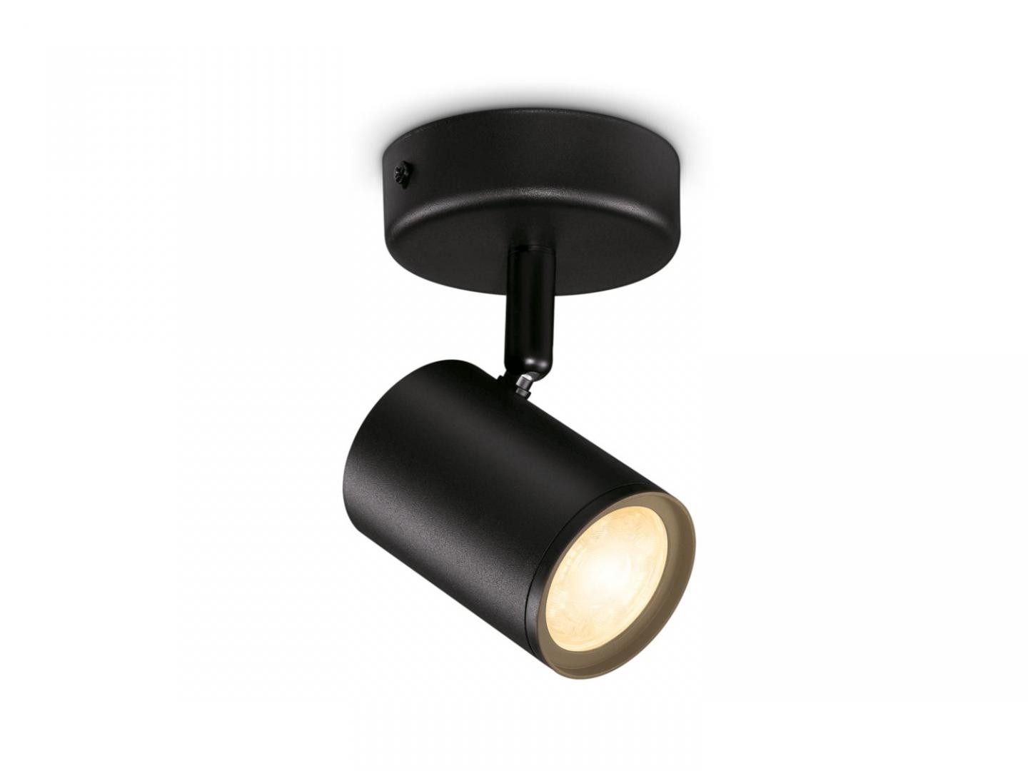 Spot LED RGB WiZ Imageo, Wi-Fi, Bluetooth, 4.9W, 345 lm, lumina alba si color (2700-6500K), IP20, Metal, Negru