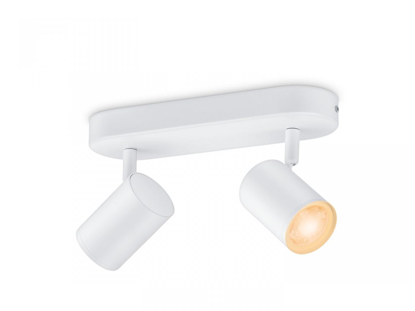 Spot LED RGB WiZ Imageo, Wi-Fi, Bluetooth, 2x4.9W, 690 lm, lumina alba si color (2200-6500K), IP20, Metal, Alb