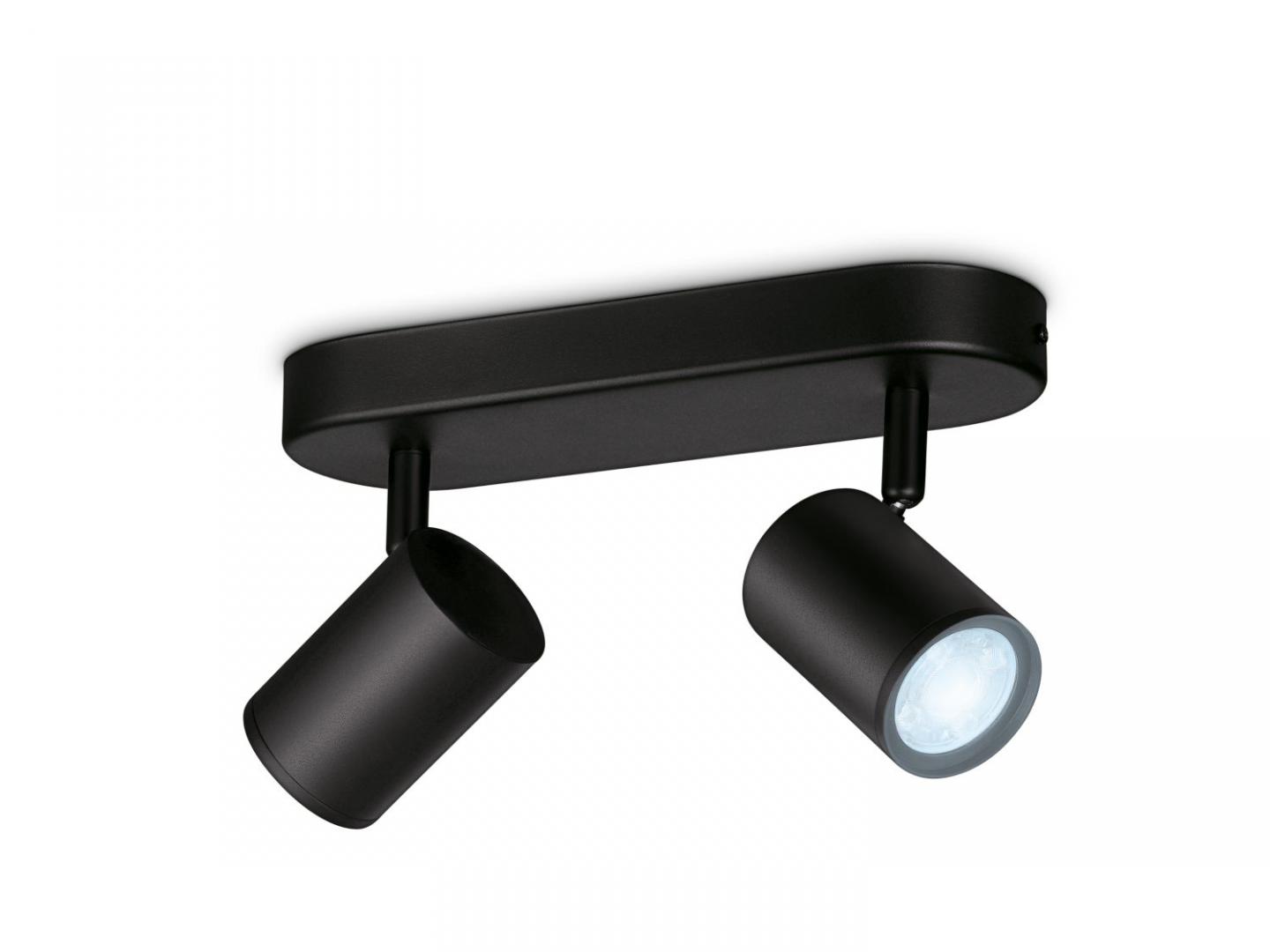 Spot LED RGB WiZ Imageo, Wi-Fi, Bluetooth, 2x4.9W, 690 lm, lumina albasicolor (2700-6500K), IP20, Metal, Negru