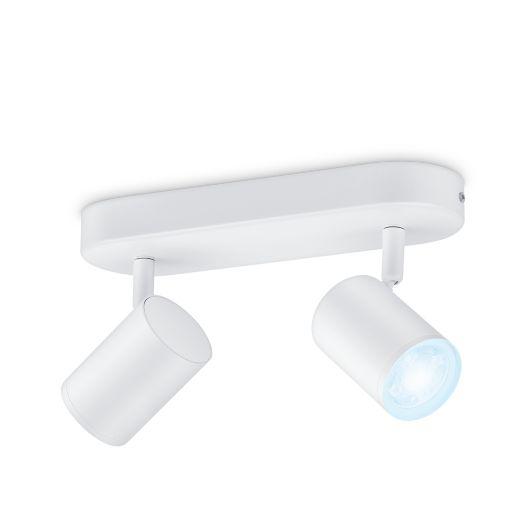 Spot LED RGB WiZ Imageo, Wi-Fi, Bluetooth, 2x4.9W, 690 lm, lumina alba si color (2700-6500K), IP20, Metal, Alb