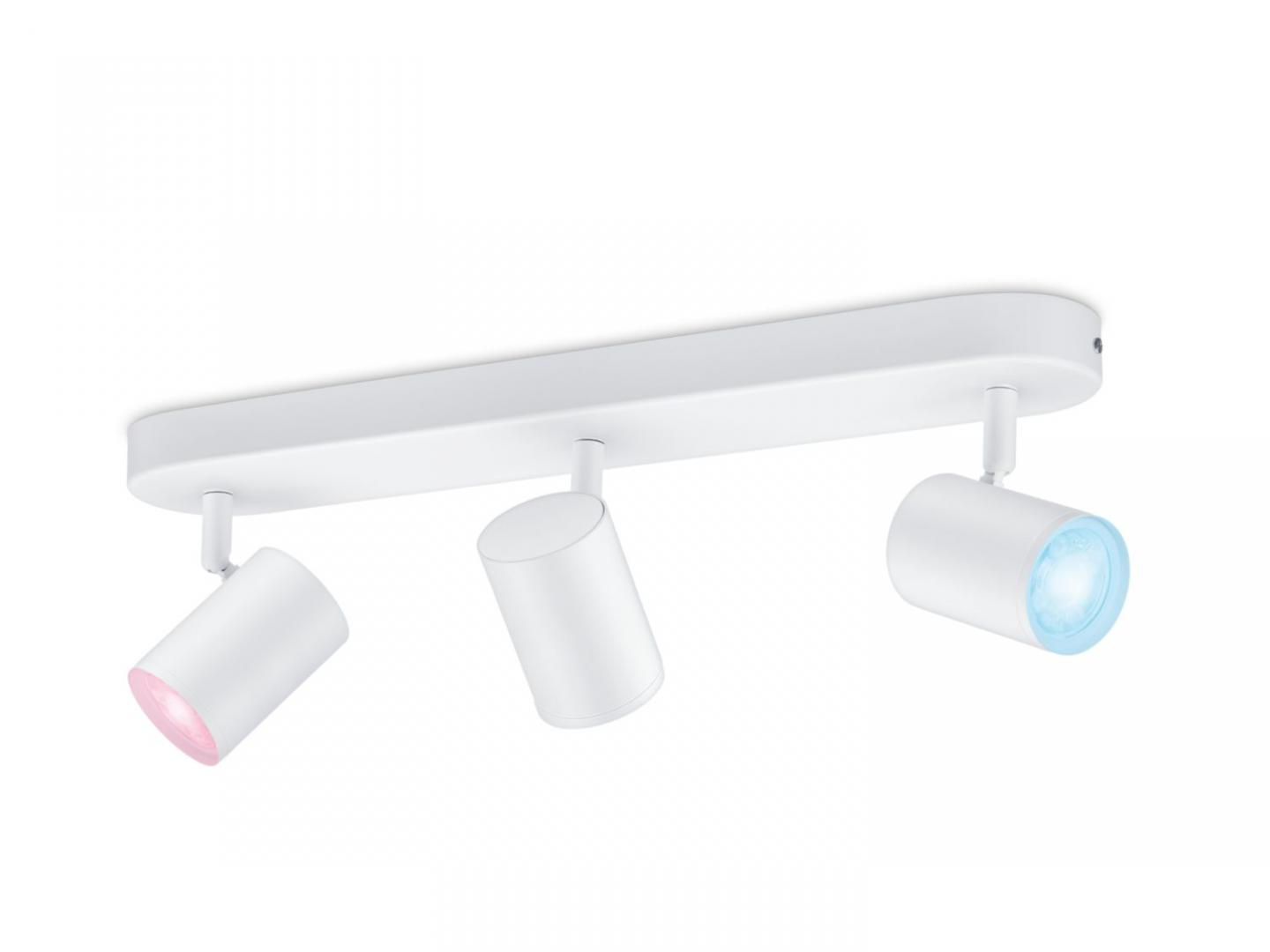 Spot LED RGB WiZ Imageo, Wi-Fi, Bluetooth, 3x4.9W, 1035 lm, luminaalbasi color (2200-6500K), IP20, Metal, Alb