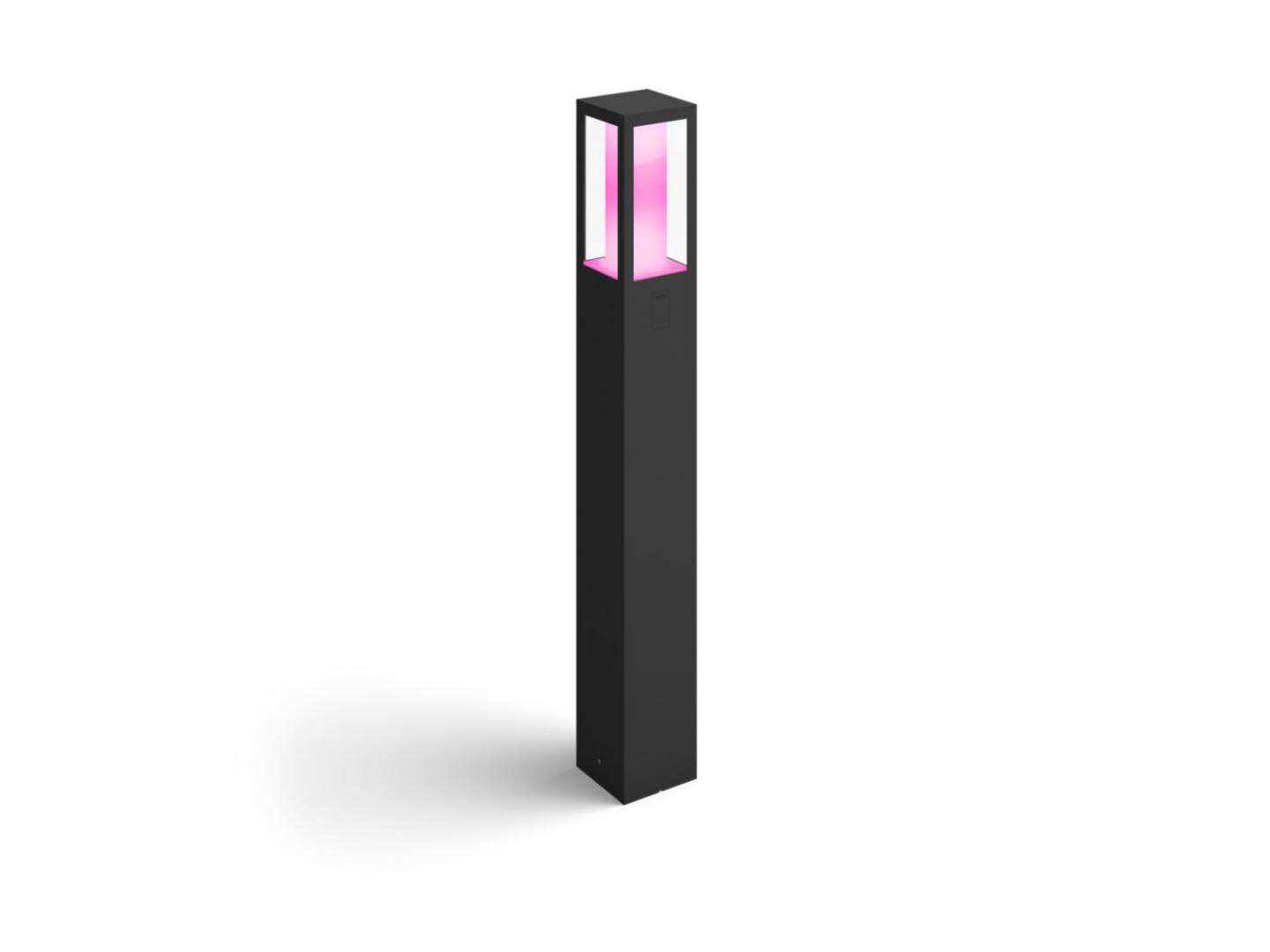 Stalp LED RGB pentru exterior Philips Hue Impress, 2x8W (2x49W), 1200 lm, lumina alba si color (2000-6500K), IP44, 770x100mm, Negru