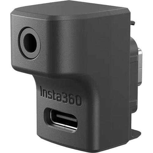Insta360 Microphone Adapter Ace/Ace Pro, 1 x USB-C Female Input, 1 x USB-C Integrated Male Input, 1 x 1/8" / 3.5 mm Input, negru