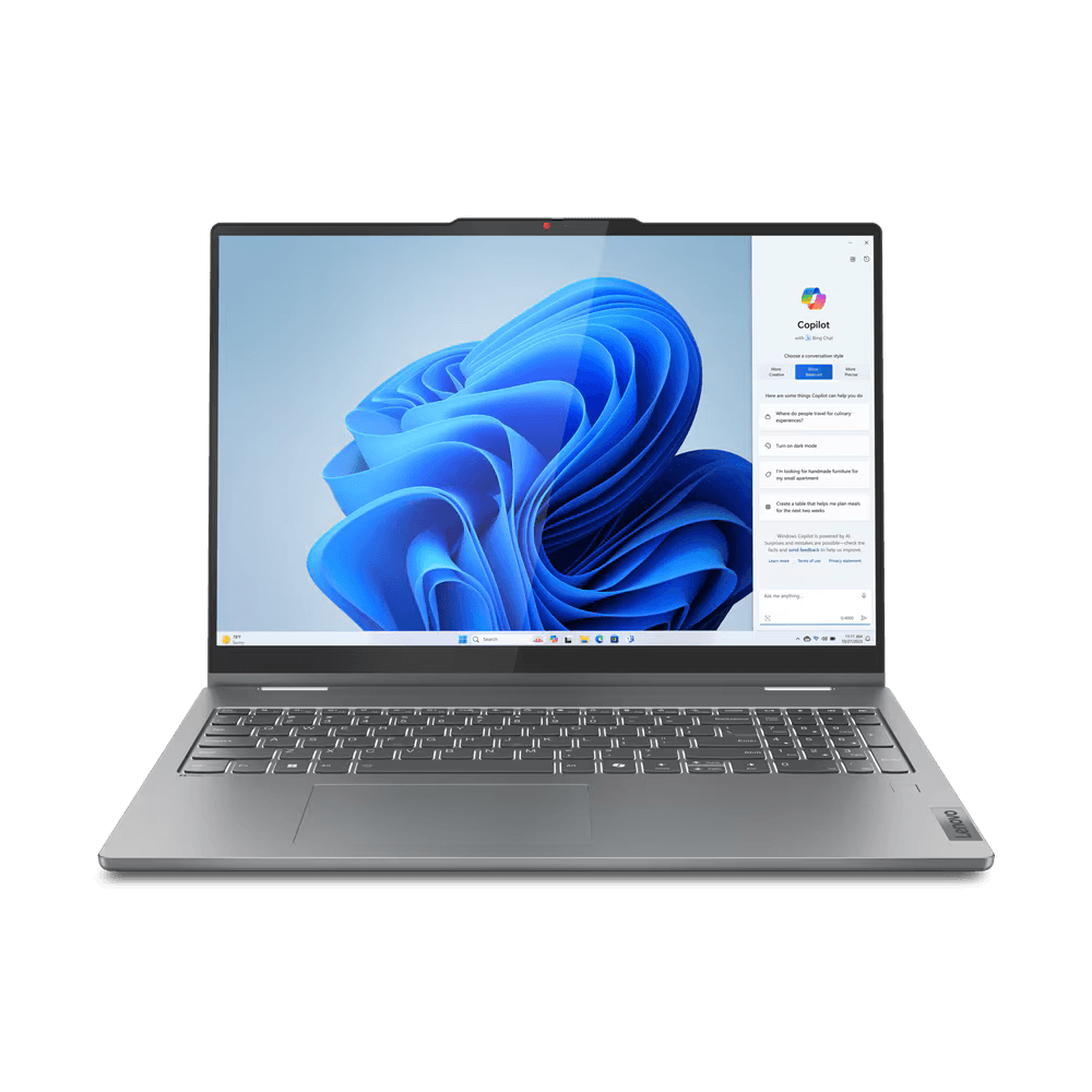 Laptop Lenovo IdeaPad 5 2-in-1 16IRU9, 16" WUXGA (1920x1200) IPS 300nits Glossy, 45% NTSC, 60Hz, TÜV Low Blue Light, Glass, Touch, Intel® Core™ 7 150U, 10C (2P + 8E) / 12T, P-core 1.8 / 5.4GHz, E-core 1.2 / 4.0GHz, 12MB, video Integrated Intel® Graphics, RAM 16GB Soldered LPDDR5x-5200, Memory