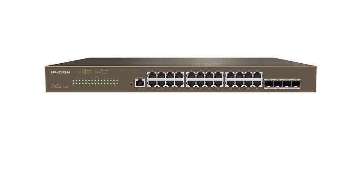 IP-COM 24-Port Gigabit Ethernet managed L3 switch, G5328F, Standarde: IEEE802.3,IEEE802.3u,IEEE802.3ab,IEEE802.3ad,IEEE802.3z,IEEE802.3x,IEEE8 02.1p,IEEE802.1q,IEEE802.1w,IEEE802.1d,IEEE802.1s, interfata: 24 x 10/100/1000 Base-T Ethernet ports, 4 x 1000 Base-X SFP ports, Switching capability