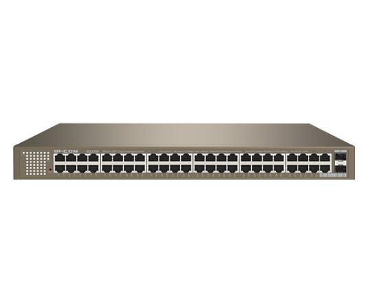 IP-COM 48-Port Gigabit + 2SFP Ethernet managed L2 switch, G3350F; Network standard: IEEE 802.3, IEEE 802.3u, IEEE 802.3ab, IEEE 802.3z, IEEE 802.3x, IEEE 802.1p, IEEE 802.1q, IEEE 802.1w, IEEE 802.1d, IEEE 802.1s, Interfata: 48 x 10/100/1000Base-T Ethernet port, 2 x 1000Base-X SFP slot, Swithing