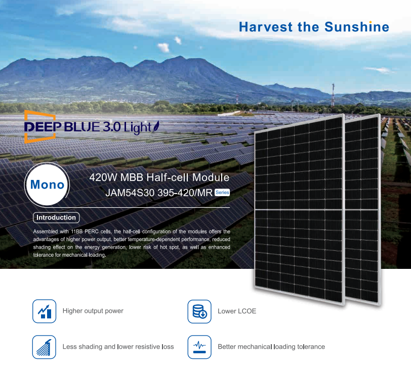 Panou Solar Fotovoltaic Monocristalin JA Solar 410W, Silver Frame, 1722x1134x30mm, IP68, 108celule [2X(9X6)]