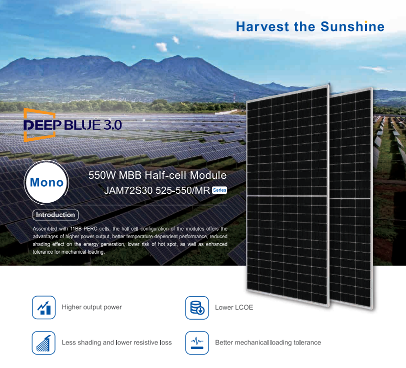 Panou Solar Fotovoltaic Monocristalin JA Solar 540W, Silver Frame, 2279x1134x35mm, IP68, 144celule [2X(12X6)]