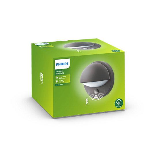 Aplica pentru exterior cu senzor de miscare Philips June, 1xE27, max42W ,IP44, 135x195mm, Antracit