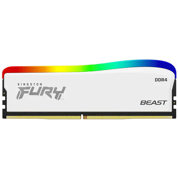 Memorie RAM Kingston Fury Beast White, DIMM, DDR4, 16GB, CL18, RGB, 3600MHz  Fury Beast White