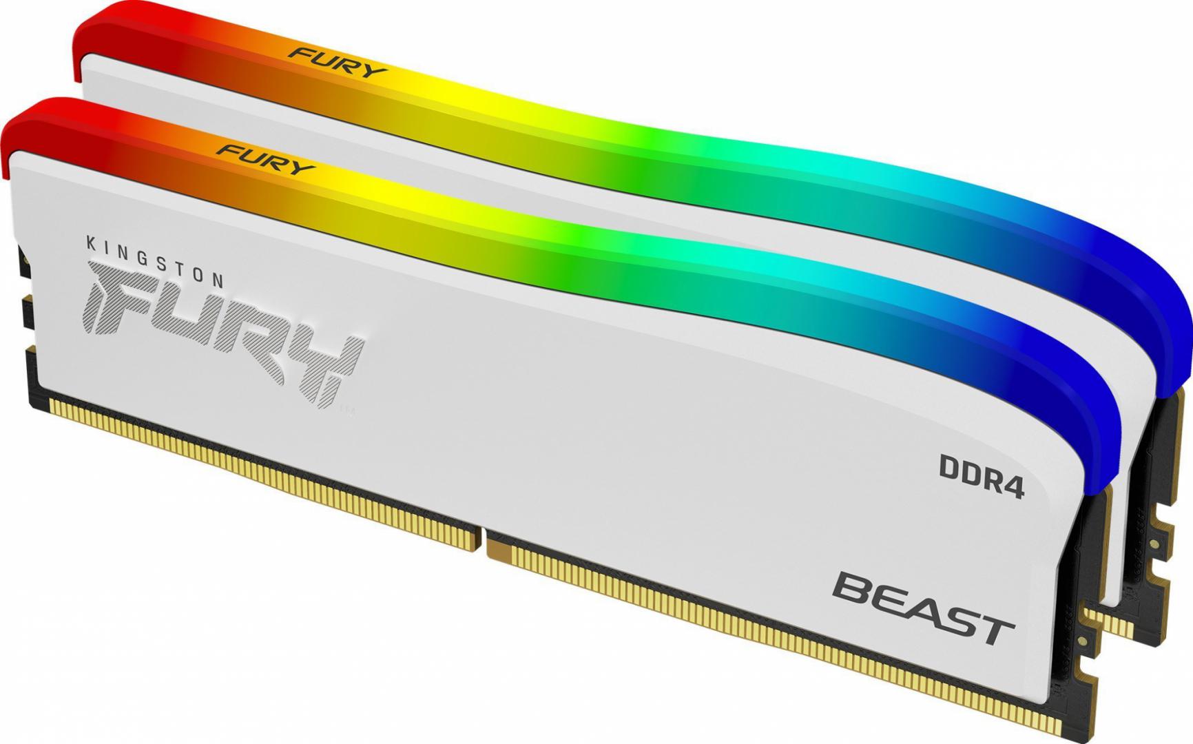 Memorie RAM Kingston , DIMM, DDR4, 32GB, 3600MHz, CL18, RGB, Kit of 2 Fury Beast White