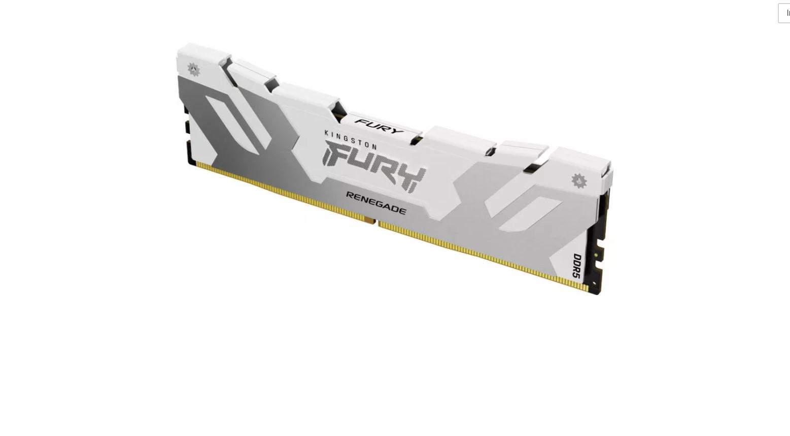 Memorie RAM Kingston, DIMM, DDR5, 16GB, 6000MHz, CL32, 1.35V, FURY Renegade White