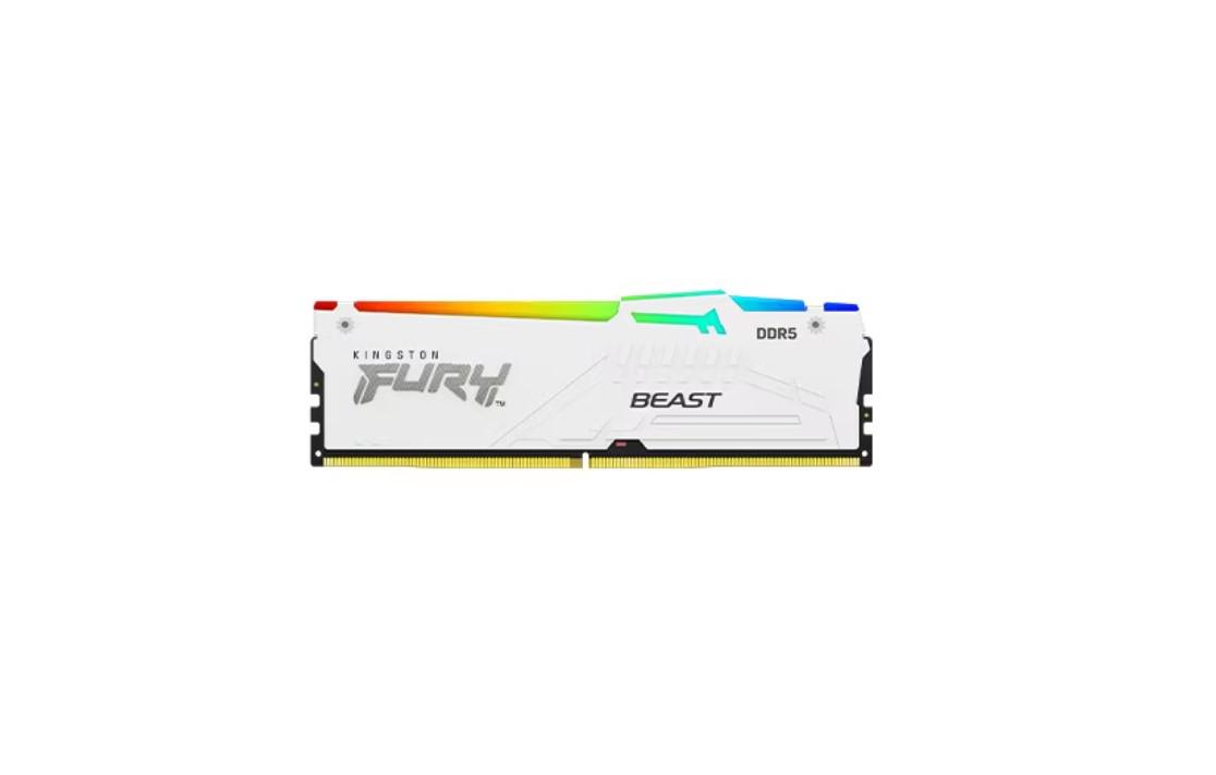 Memorie RAM Kingston, DIMM, DDR5, 32GB, 5600MHz, CL36, 1.35V, FURY Beast White, RGB, Kit of 2