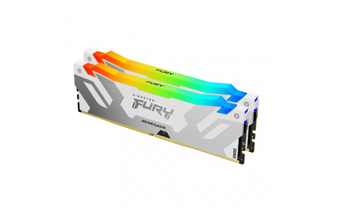 Memorie RAM Kingston, DIMM, DDR5, 32GB, 6000MHz, CL32, 1.35V, FURY Renegade White, RGB, Kit of 2