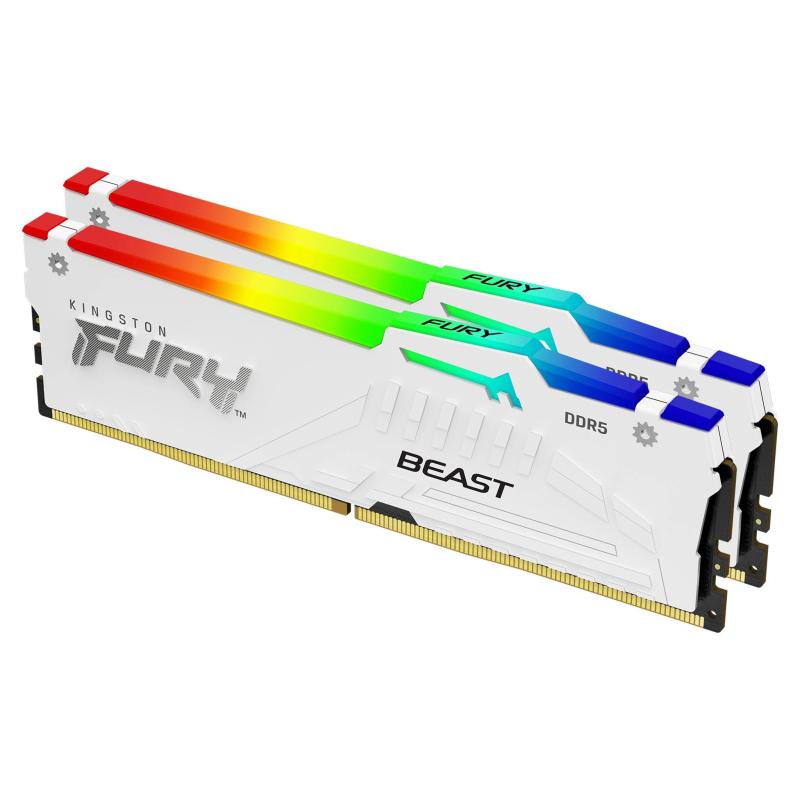 Memorie RAM Kingston FURY Beast RGB White 32GB DDR5 6000MHz CL36 Dual Channel Kit