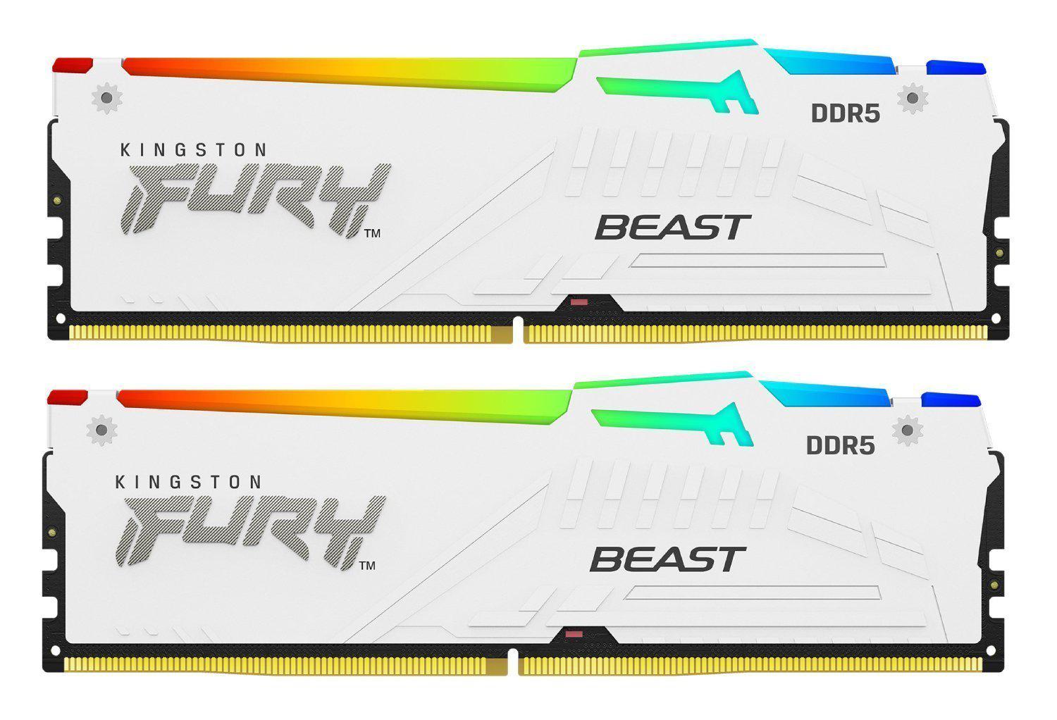 Memorie RAM Kingston 32GB DDR5 6000MHz CL30 Dual Channel Kit  FURY Beast RGB White