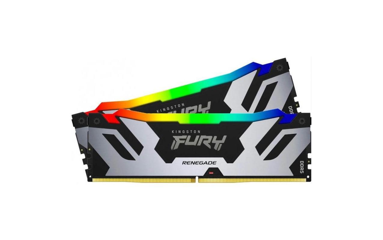 Memorie RAM Kingston  32GB, DDR5, 6400MHz, CL32 Fury Renegade Silver RGB , Dual Channel Kit