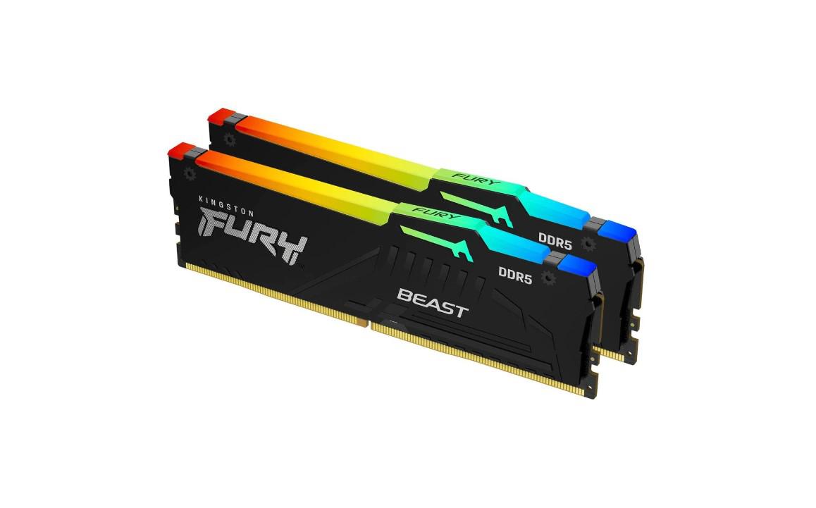 Memorie RAM Kingston, DIMM, DDR5, 32GB, 6000MHz, CL40, 1.35V, FURY Beast, Kit of 2, RGB