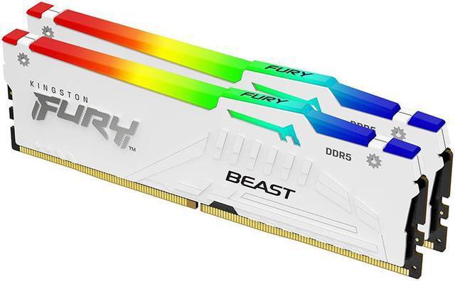 Memorie RAM Kingston 64GB DDR5 6400MHz CL32 Dual Channel Kit FURY Beast RGB White